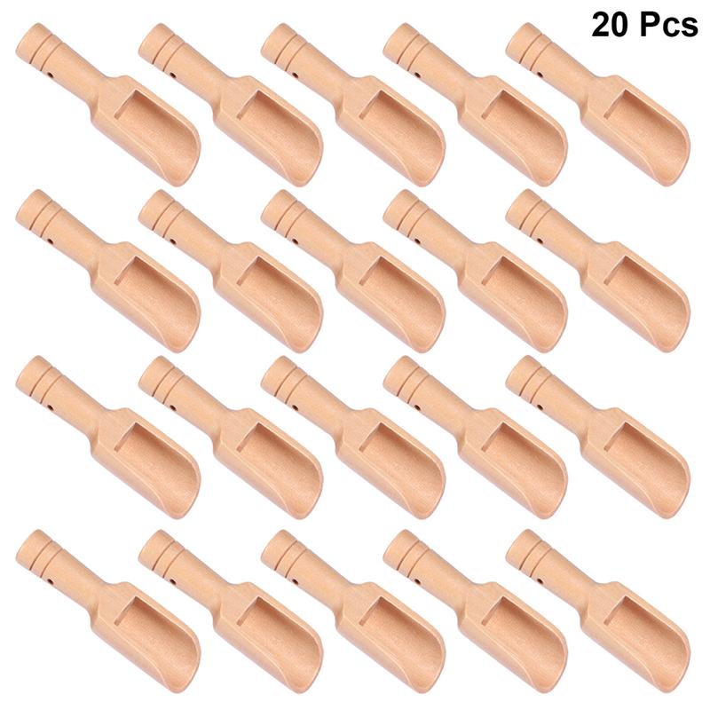 Wooden Round Handle Scoop Wood Teaspoon Milk Powder Scoops Small Salt Shovels Kitchen Mini Spoons: 20pcs