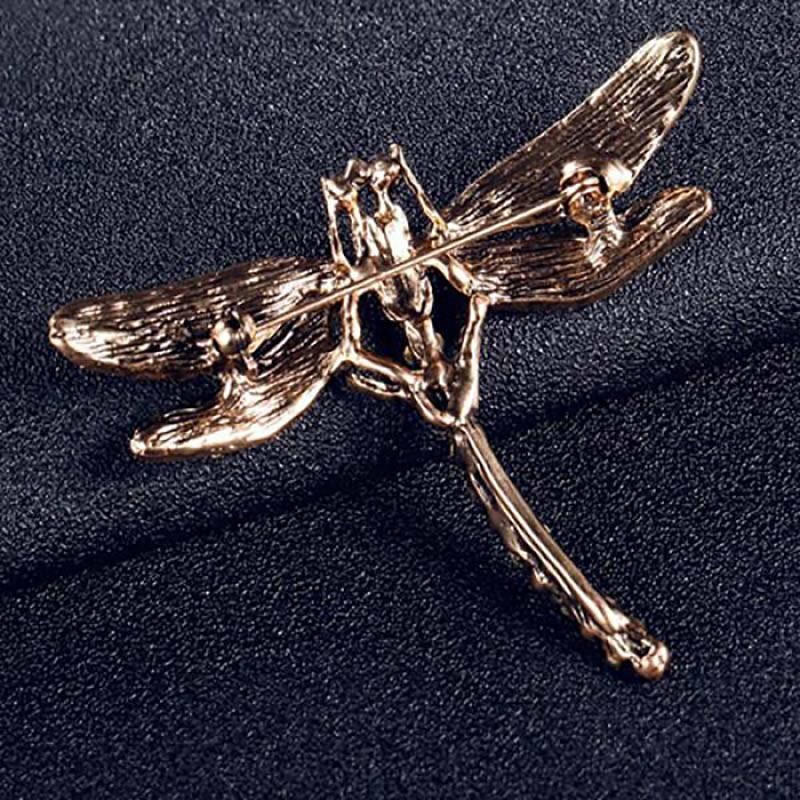 Vintage Lovely Dragonfly Shinny Crystal bufanda solapa Pin broches Retro joyería accesorios broche para mujer