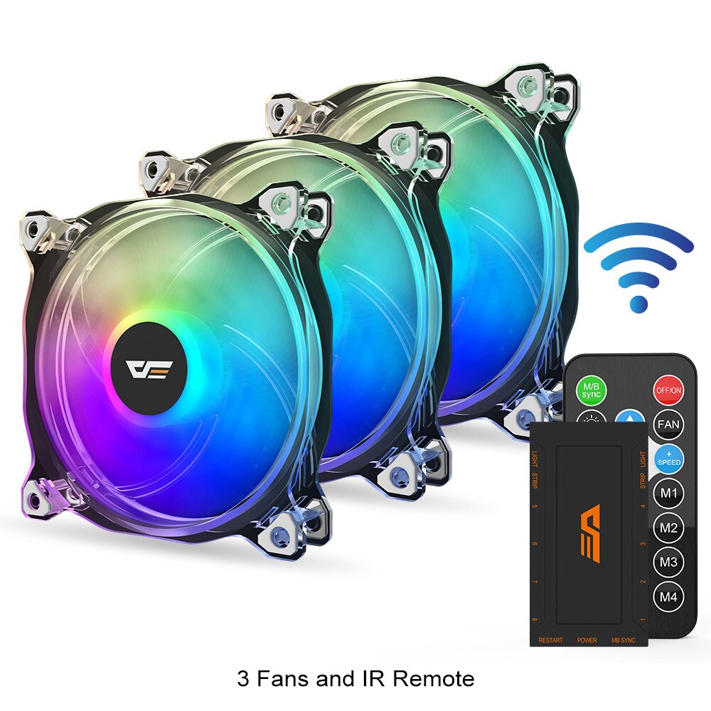 Darkflash PC Case Fan Computer 120mm Fan Clear Frame Quiet+Remote Computer Cooling CPU Cooler ASUS AURA SYNC RGB Case Fan CF8