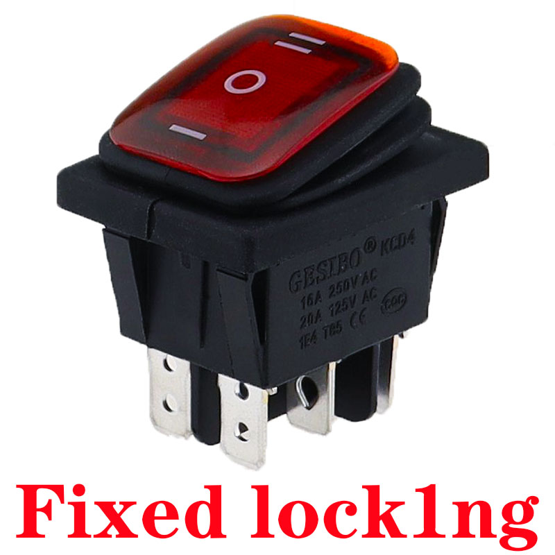 Momentary rocker switch 6 flat pins reset switches,double sides spring return to middle after released Light red 12-24v 220v: green / 220V
