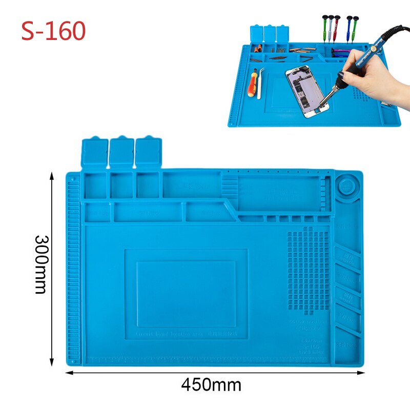 Heat Insulation Working Mat ESD Soldering Station Heat-resistant Phone Repair Maintenance Mat Electrician Insulator Pad Platform: S-160