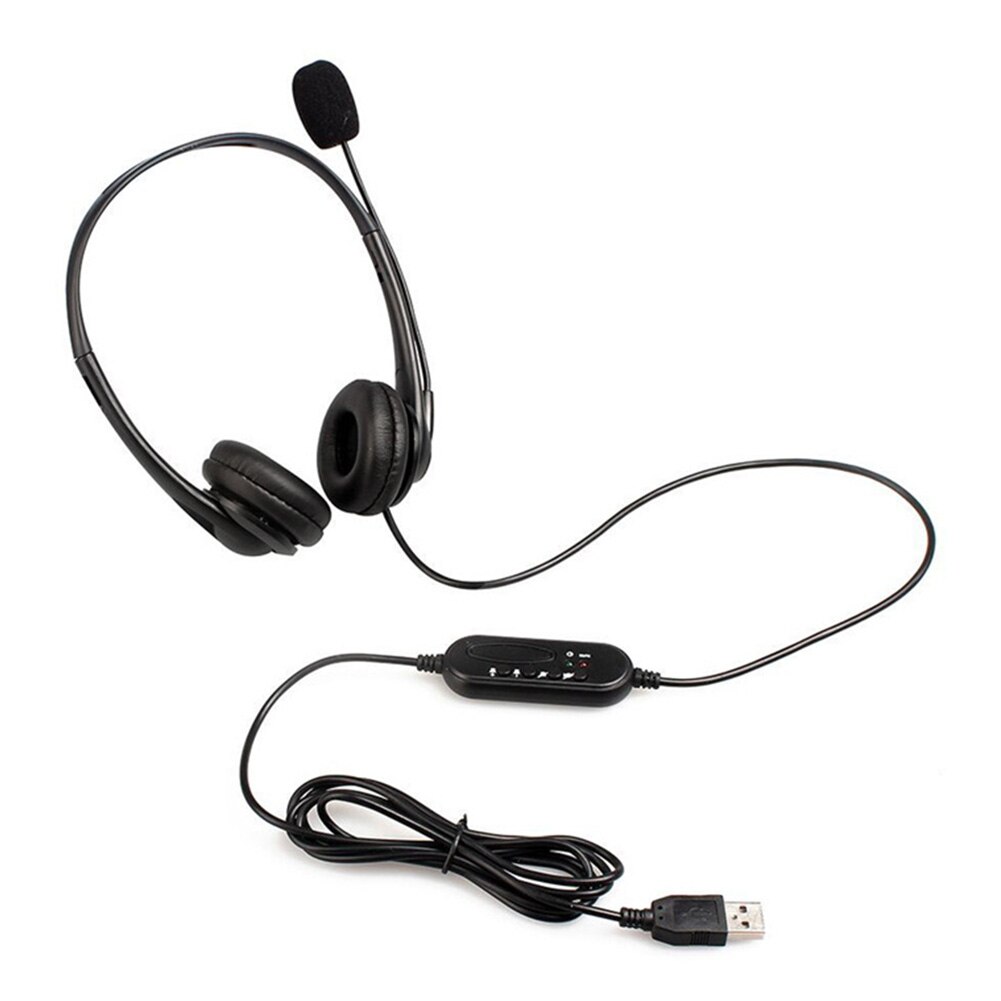 PC Computer Laptop Headphone with Noise Cancelling Microphone Chatting Network Teaching Video Conferencing USB Wired Headset