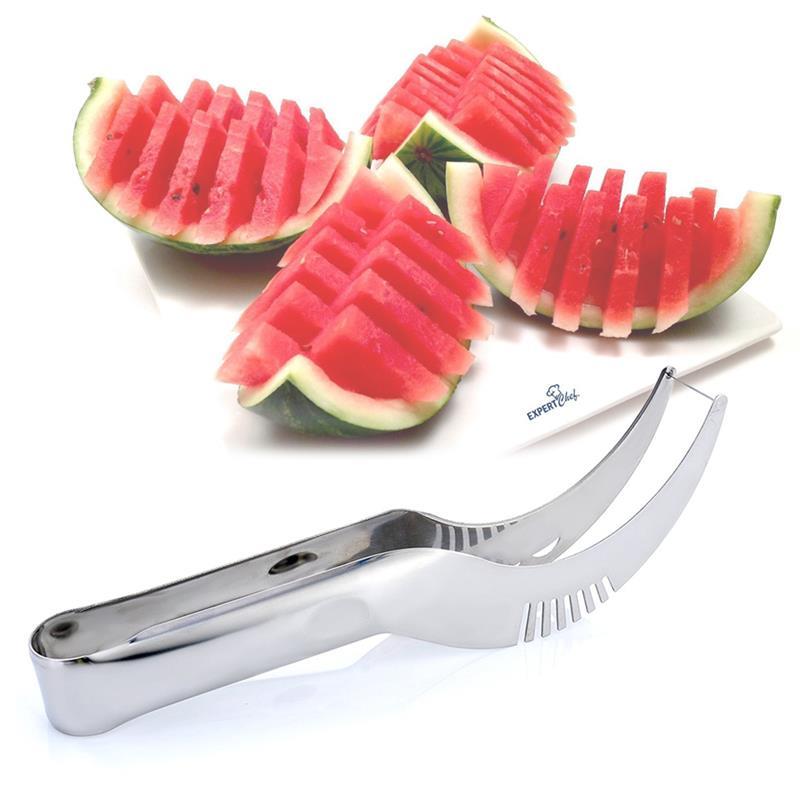 Rvs Watermeloen Snijmachine Fruit Mes Cutter Ijs Dubbele-End Lepel Ballers Meloen Scoop Set Keuken Gereedschap