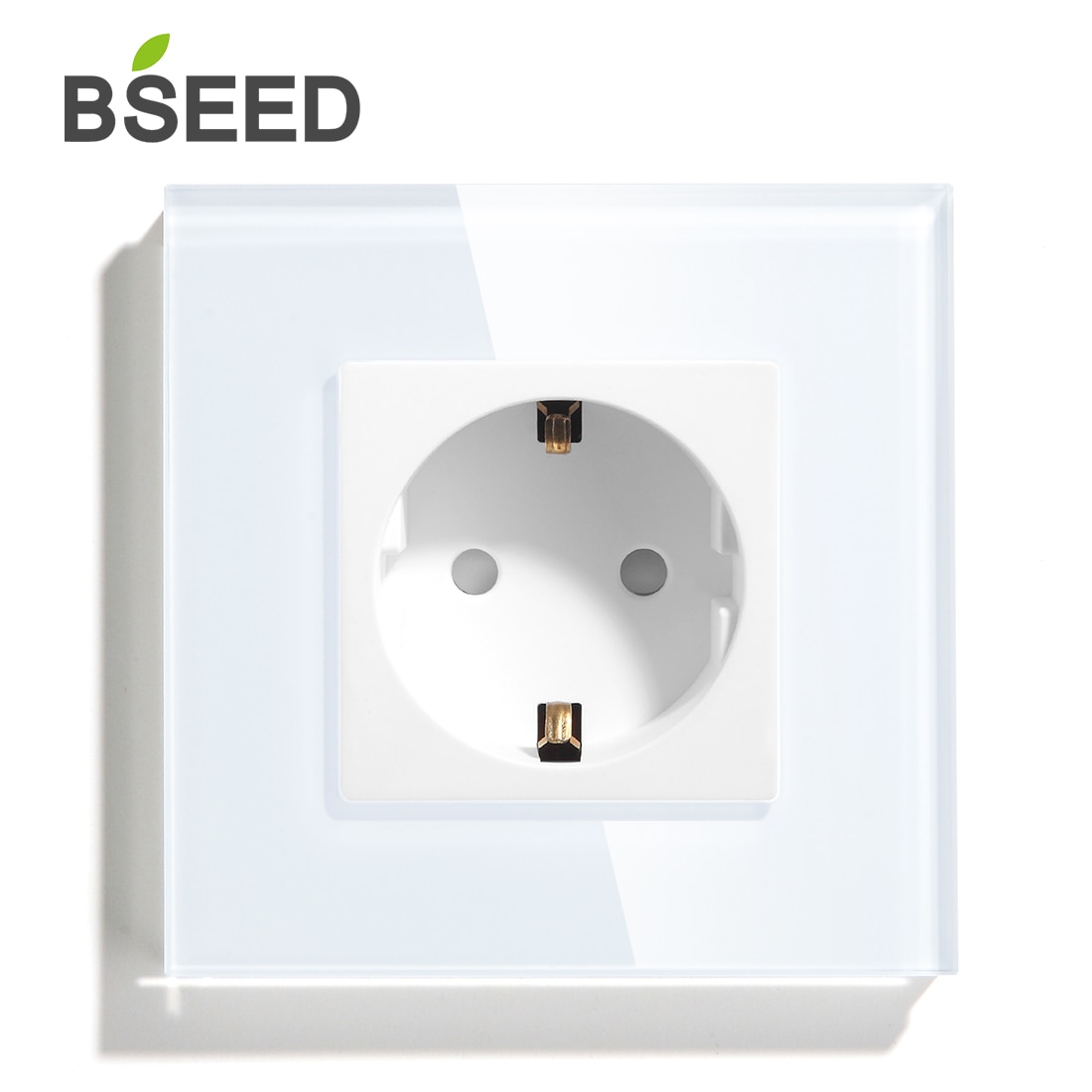 BSEED Touch Screen Light Switches LED Backlight EU Wall Sockets Switches Glass Panel Max.Load 300W 1/2/3Gang LED Light Switches: Single Socket