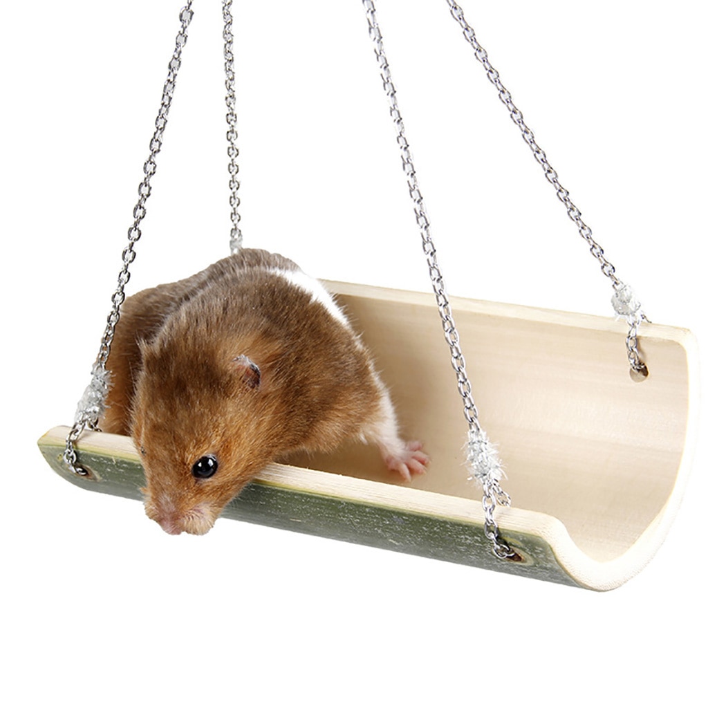 Cute Parrot Hamster Swing Hanging Gadget Wooden Cage Hamster Toy Chinchilla Amuse Mouse Pet Accessories Supplies