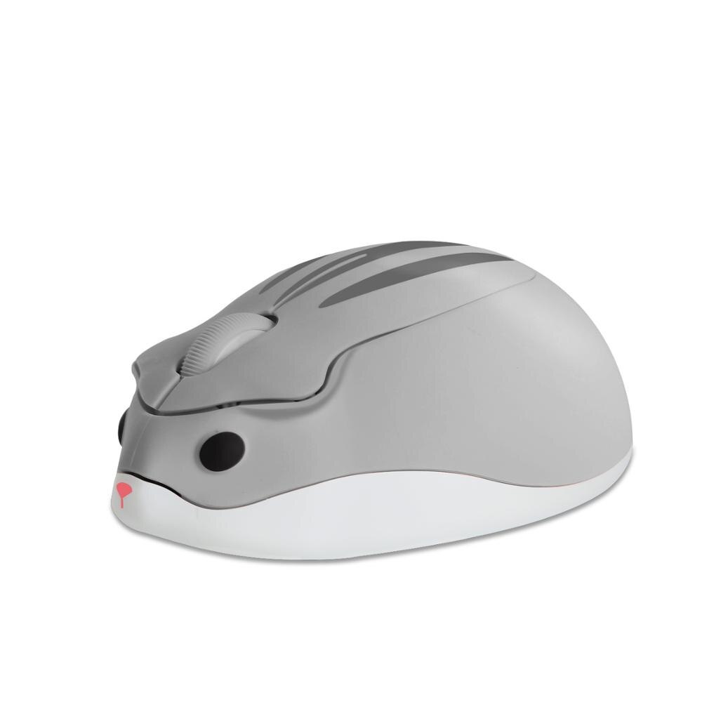 Ratón de hámster de dibujos animados para ordenador, Ratón Óptico inalámbrico de 2,4G, ergonómico, Mini, 3D, para oficina, para chico y Chica, con almohadilla de semillas: Grey
