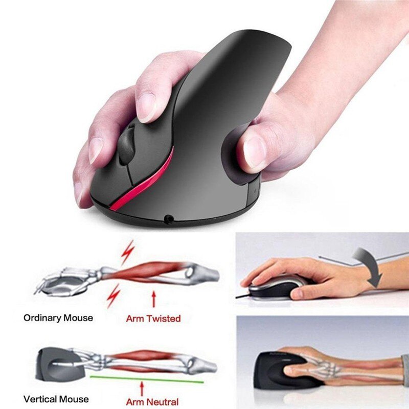 Oplaadbare Ergonomische Verticale Draadloze Muis Met Usb-ontvanger 800 1200 1600 Dpi Ergonomico Raton Inalambrico Ordenador Muizen