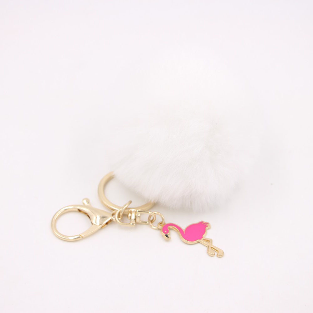 Porte-clés pompon moelleux, porte-clés flamant rose, couronne en peluche, joli porte-clés beurre en peluche, ornement pendentif pour sac à main, rose