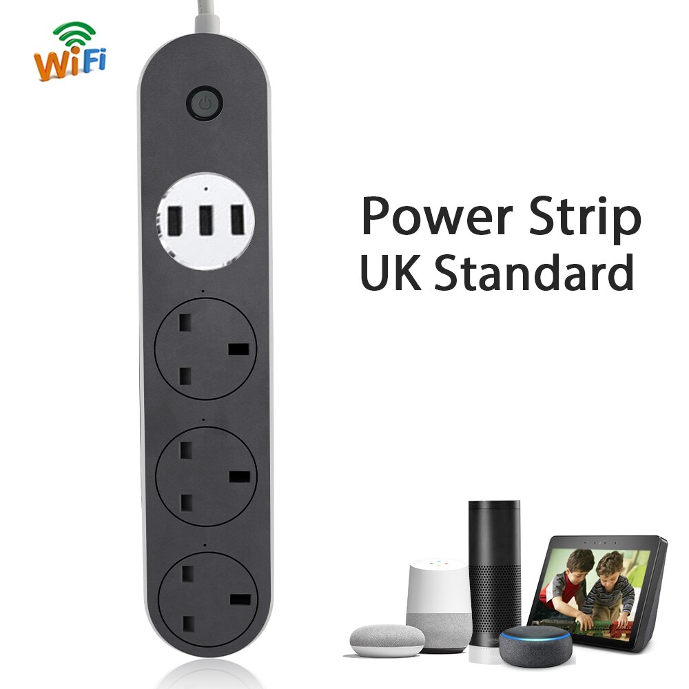 WiFi Smart Power Strip Intelligent Plug Socket Support Voice Control APP Remote Control Timer Function: UK PlUG