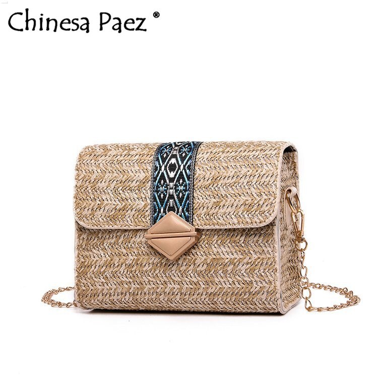 Quadratische strohtaschen für damen, sommer-rattantasche, handgefertigte gewebte strandtasche, umhängetasche, boho-handtasche, bali-reisetasche, urlaub