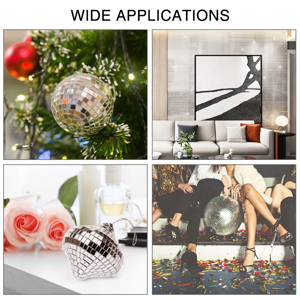 3Pcs Square Glass Mirror Mosaic Tiles Self-adhesive Wall Sticker Home Mirror Tiles for Arts Crafts Party Home Decoration