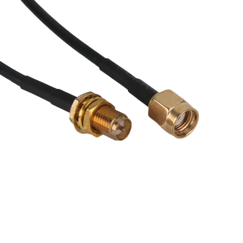 RP-SMA sma conector macho para fêmea cabo de extensão fio alimentador cobre para coaxial wifi placa rede rg174 roteador antena