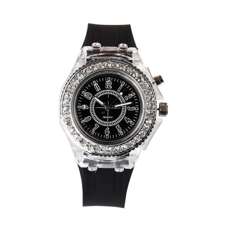 LED étanche rétro-éclairage cristal Quartz montre Flash lumineux cristal Quartz tendance montre-bracelet Sport montres 5 couleurs: B