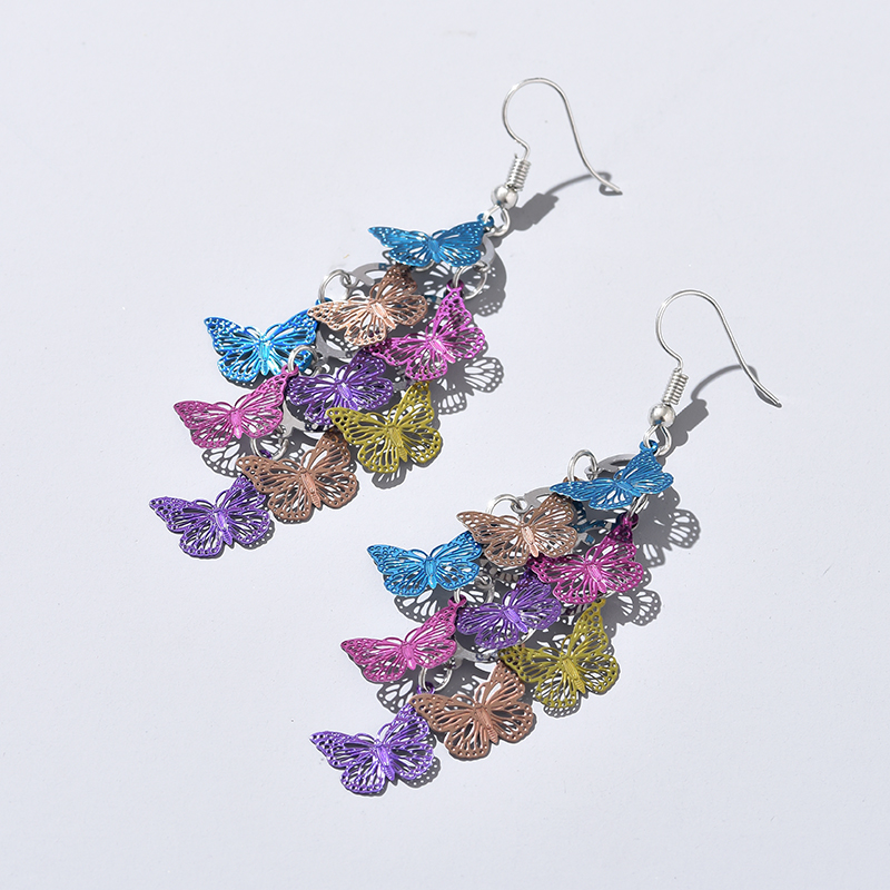 Vintage Hollow Leaves Earrings for Women Bohemian Colorful Long Dangle Earrings Jewelry boucle oreille femme: Light Yellow Color