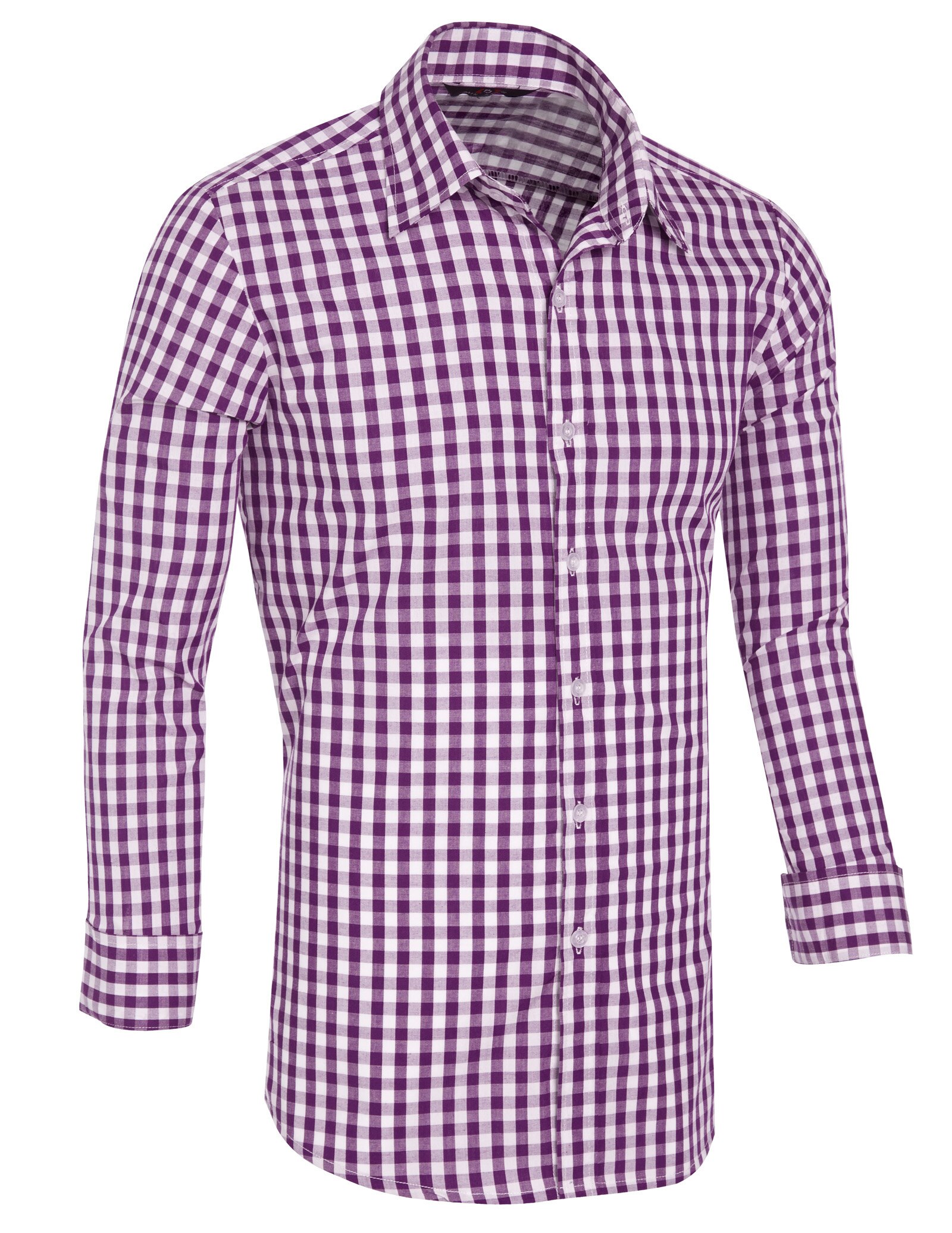 Kleding Mannen shirt Lente klassieke plaid blouse vintage Stijlvolle & Slim Fit Lange Mouw Kleine Rooster Shirts mannen Tops S ~ 3XL camisas: Purple / S