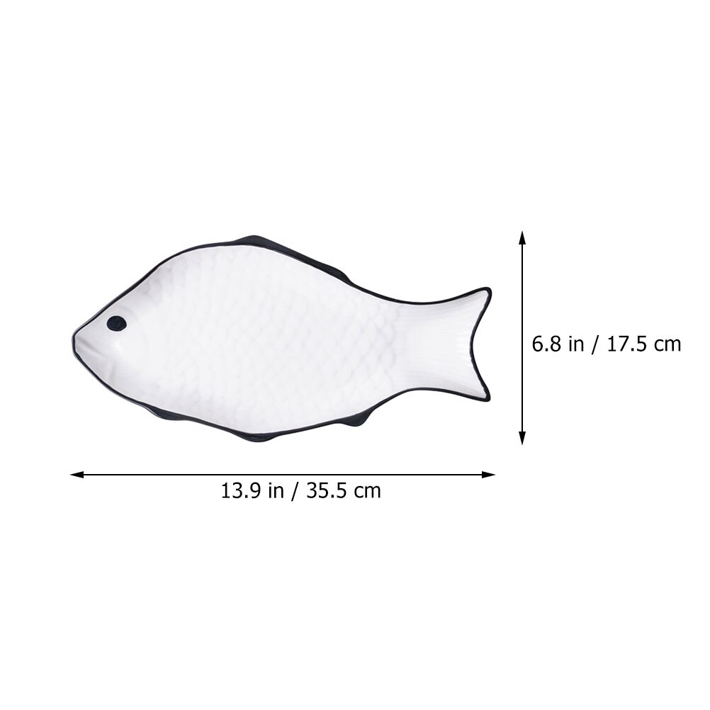 Steamed Fish Plate Steaming Fish Tray Ceramic Fish Plate for Shop Restaurant Hotel