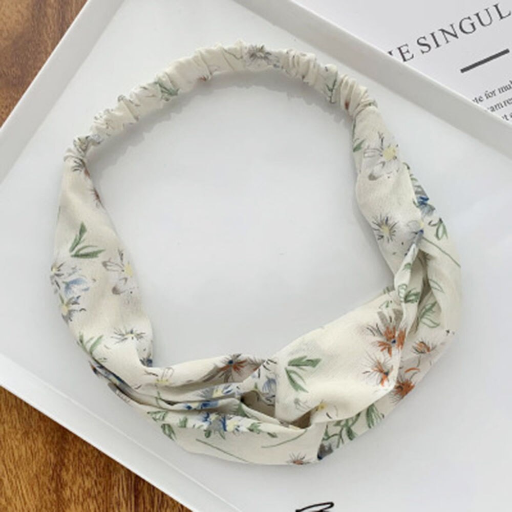 Headband Cross Knotted Bow Chiffon Floral Hair Band Korea Headdress Women Hair Accessories Girls Hairband: 13