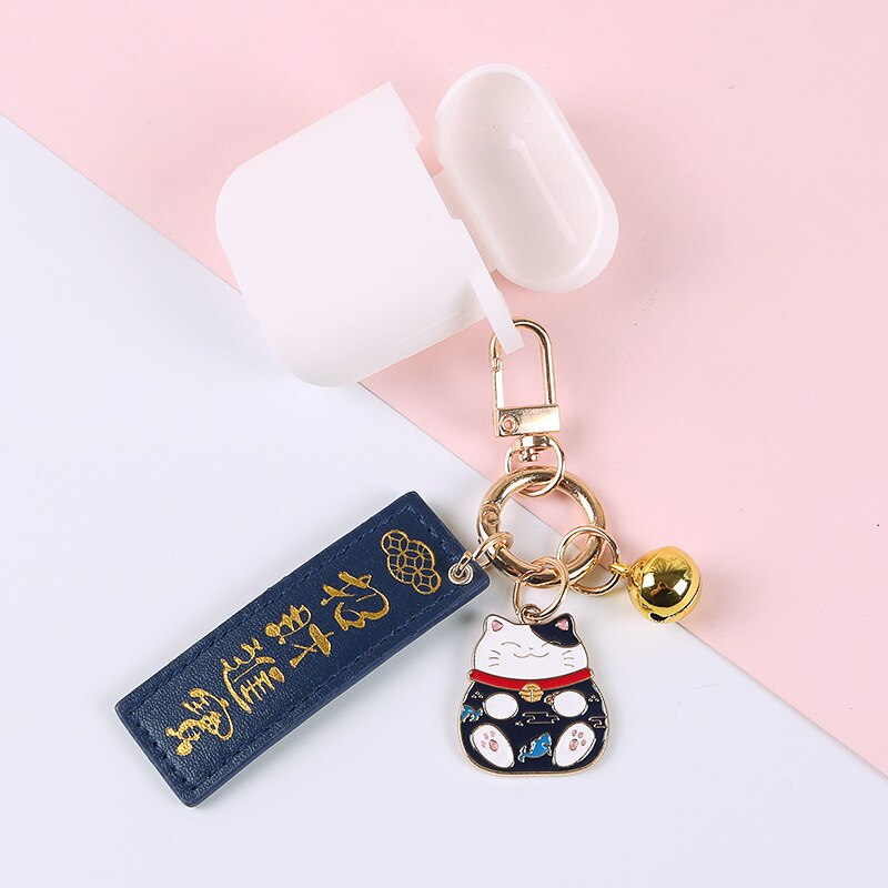 Carino Gatto Fortunato Portachiavi Pendente Del Telefono Campane Accessori Degli Amanti Delle Signore Del Sacchetto di Chiave Dell'automobile Anello Pendenti Con Gemme E Perle