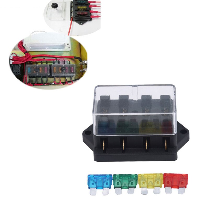 4 Way Blade Fuse Box Holder for Car Boat Marine Trike Car Fuses