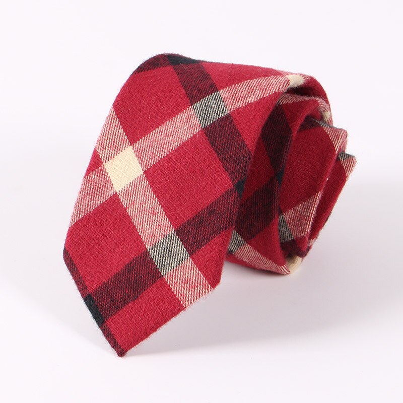 18 kleuren Mode 6.5 CM Breedte Katoen Tie Brand Gestreepte Plaid Stropdassen Voor Mannen Bruidegom Dassen Party Zakelijke Accessoires stropdas: CT021 A wine red