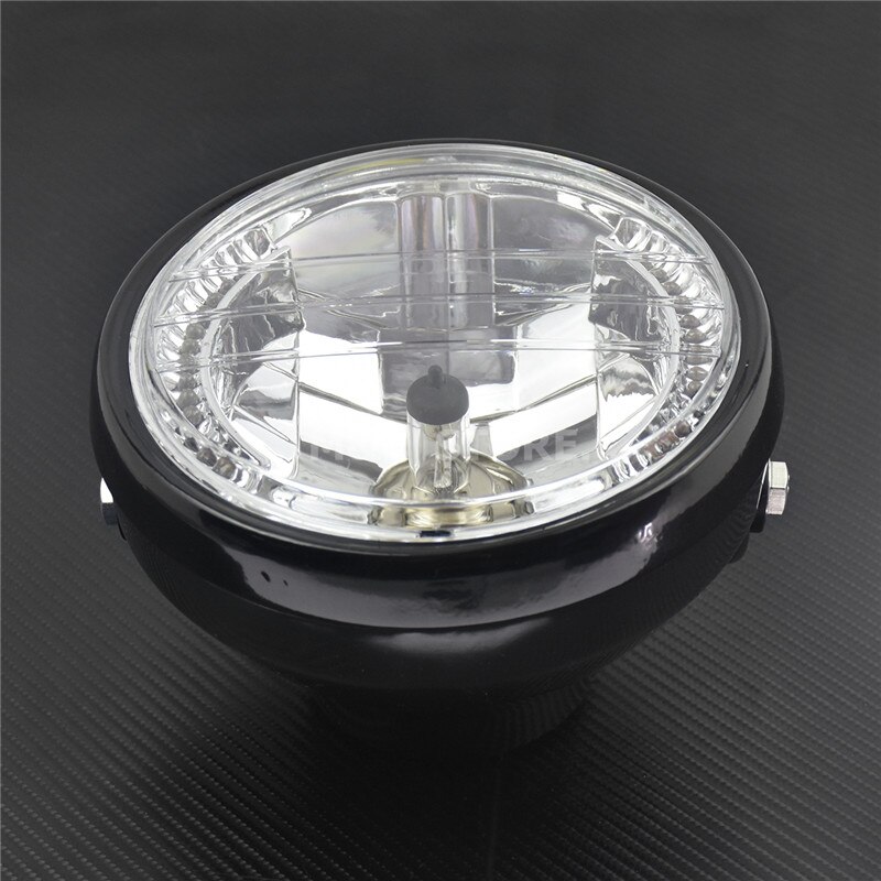 Amber LED Round 7" Motorcycle Headlight Turn Signal Light w/ Mount Bracket For Harley Chopper Cafe Racer Bobber Universal Model