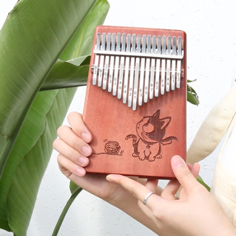 Kalimba 17-Key Mahogany Thumb Piano Animal Pattern Children's Musical Instrument Kalimba with Learning Books