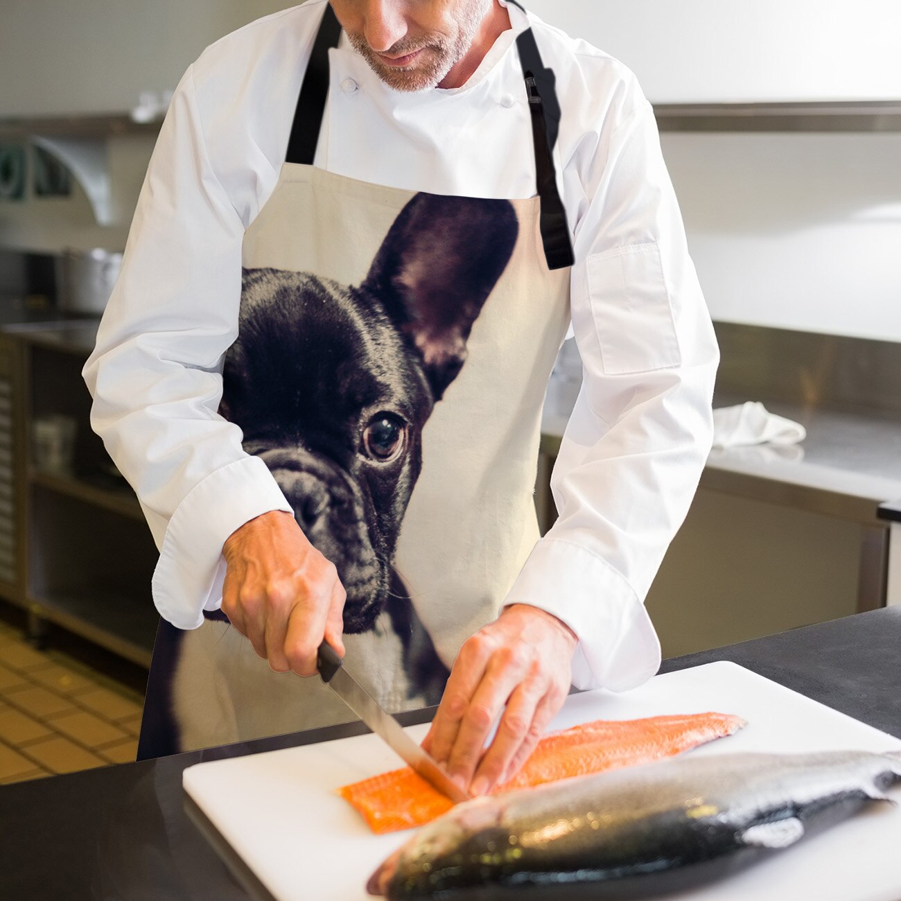 Keukenschort Hond Dier Huisdier Zwart Leuke Vechten Verstelbare Bib Canvas Schorten Voor Vrouwen Koken Bakken Restaurant Schort Overgooier