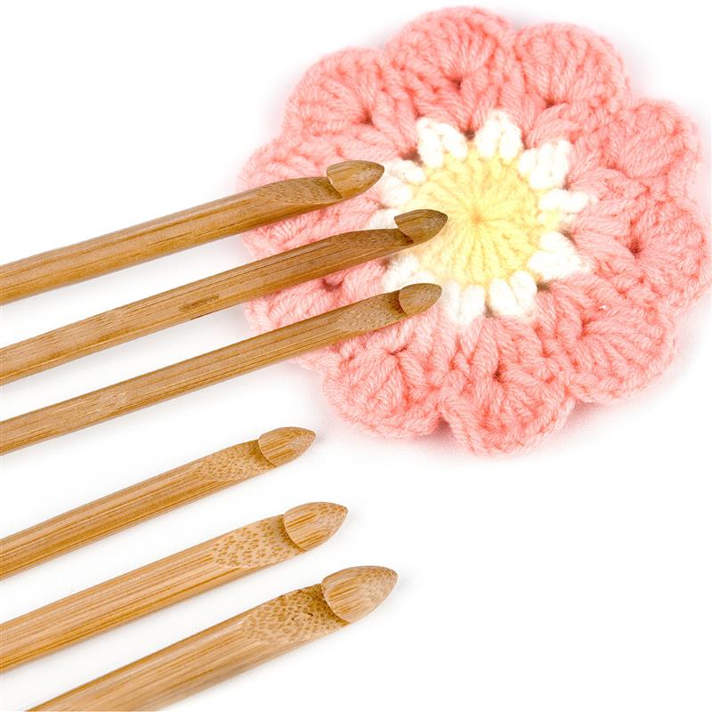 Gancho de ganchillo con mango de bambú, hilo de tejido de aguja de tejer artesanal, 3-10mm para agujas de tejer hechas a mano, hilo de tejido artesanal
