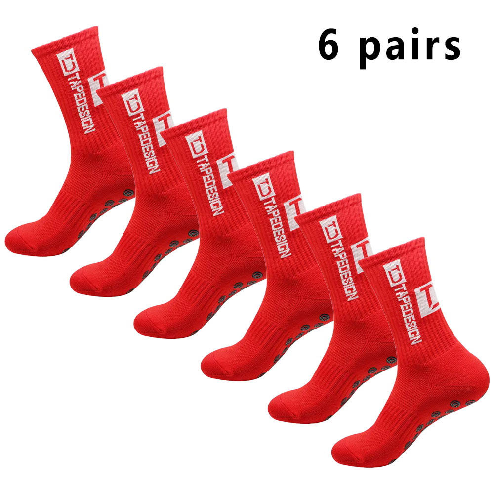 6 pares de meias de futebol meias esportivas masculinas meias de meia panturrilha silicone antiderrapante dot meias basquete yoga