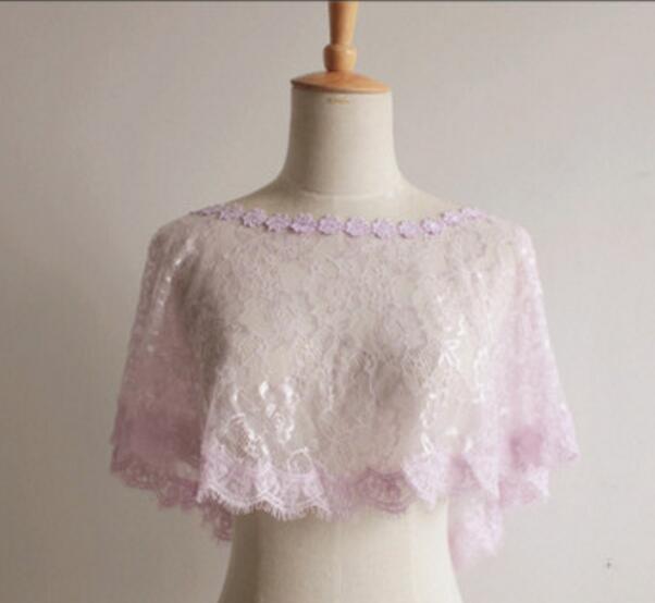 Moderne Frauen Spitze Schal Bolero Femme Deckel Jacke Abendkleid Kap-Mantel Braut Kleid Schal Spitze Zubehör Bolero Umhänge: Lavendel