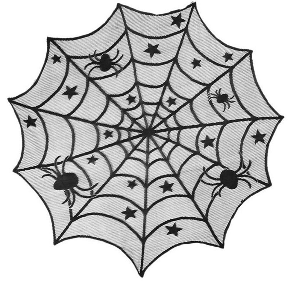 Halloween Decoratie Kant Spinnenweb Tafelkleed Schoorsteenmantel Sjaal Zwarte Tafel Evenement Feestartikelen Prop