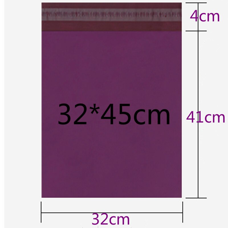 50 st/lot lila tjocka påsar expressbud påsar självförslutande självhäftande vattentät plast poly kuvert postpåsar: 32 x 45 cm 50 st