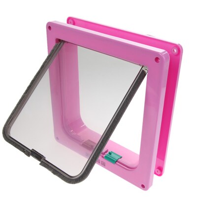 3 Size 4 Way Pet Cat Puppy Dog Gates Door Lock Lockable Safe Flap Door puertas para perros door for the cat Pet Products: Pink / S