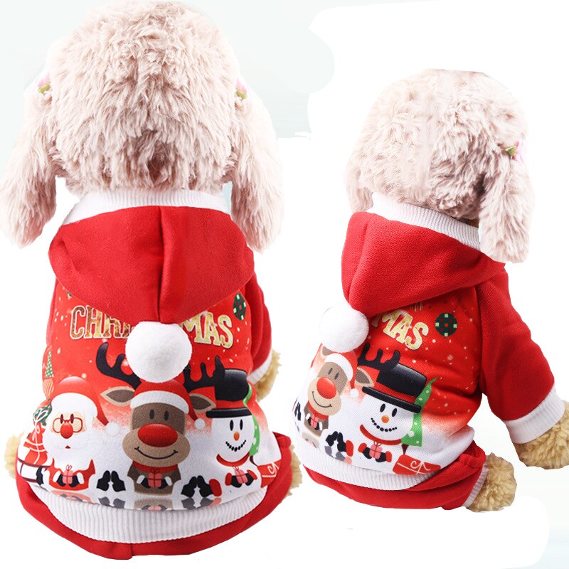 Vinterfrakke varm kæledyr hvalp hætteklædte sweatshirts hund rød hætte tøj kostume hund hætteklæder hund santa kostume #15
