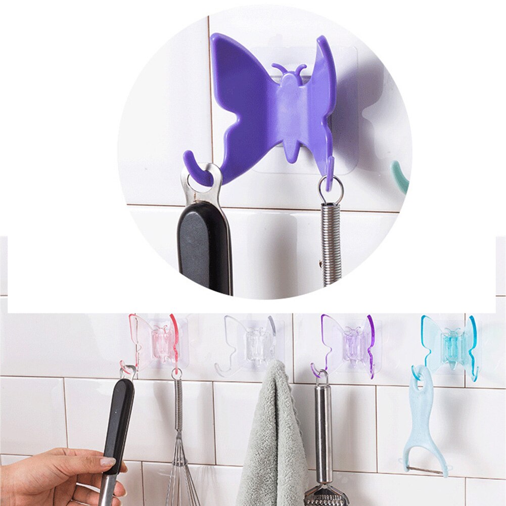 Decoratieve Douche Haak Houder Vlinder Vormige Muur Hangers Voor Bag Keys Handdoeken Badkamer EIG88