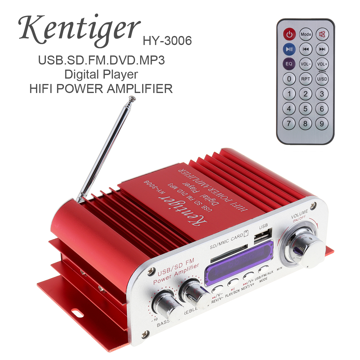 12V Mini Hi-Fi Stereo Auto Eindversterker Digitale Display Audio Muziekspeler Afstandsbediening Usb Fm MP3 Dvd Sd kaart Voor Auto Boot
