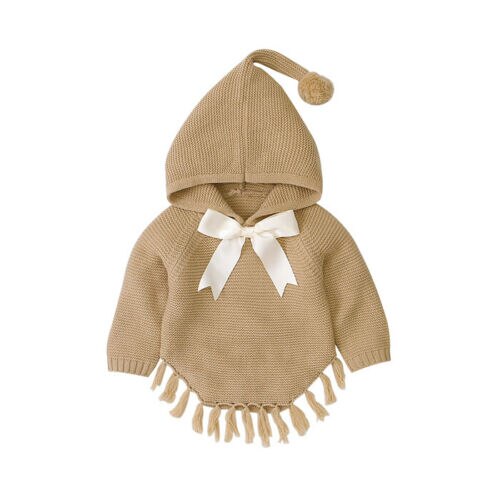 Herbst Herbst Kleinkind Baby Mädchen Stricken Quaste Mantel Jacke Outwear Mit Kapuze Herbst Winter Kleidung: C / 18m