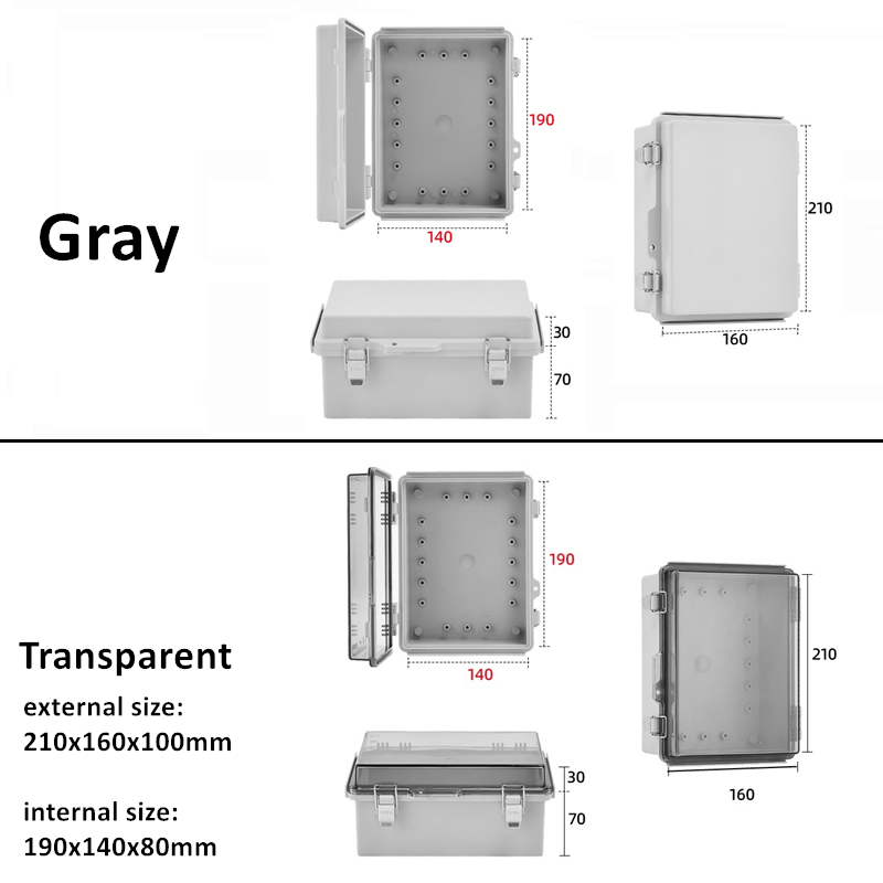 IP67 Waterproof Gray/Transparent Cover Enclosure Junction Box ABS Plastic Outdoor Electronic Instrument Hinge Case Fast