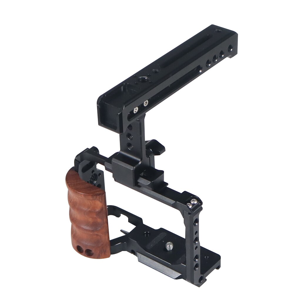 ZVE10 Camera Kooi Houten Handvat Met Top / Side Grip Ingebouwde Arca Quick Release Plaat Stabilizer Rig Kit voor Sony ZV-E10 Dslr