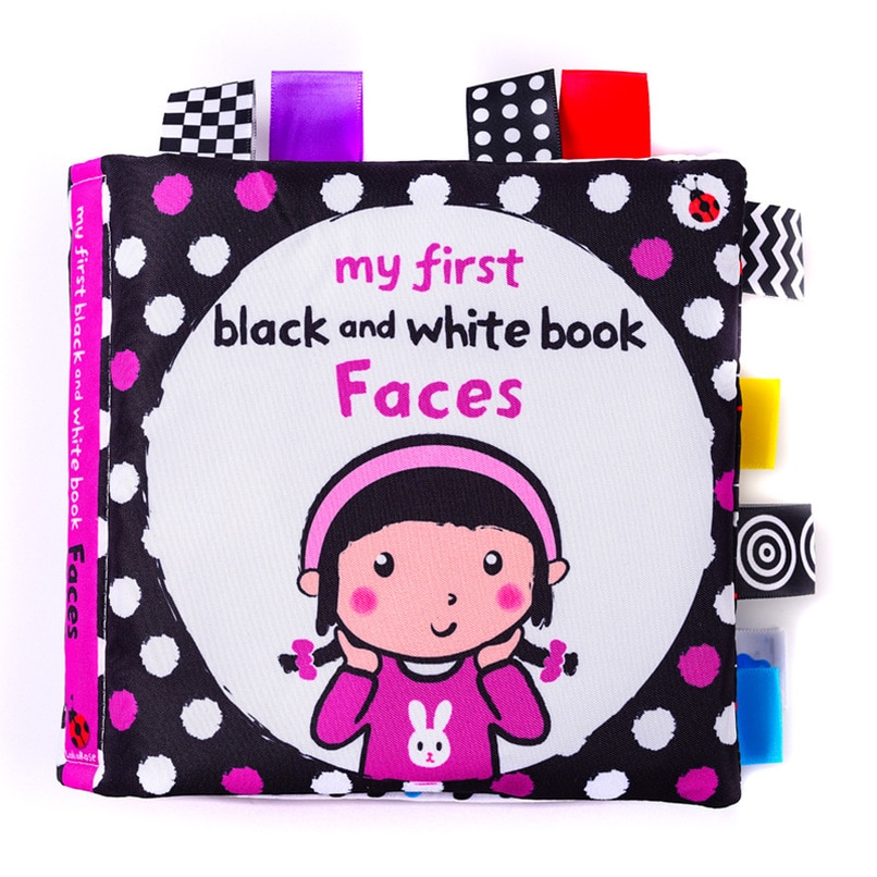 15cm Baby Early Education Cloth Book Visually Stimulated Ringing Paper Does Not Rot, Bite Baby Black and White Label Toy Book