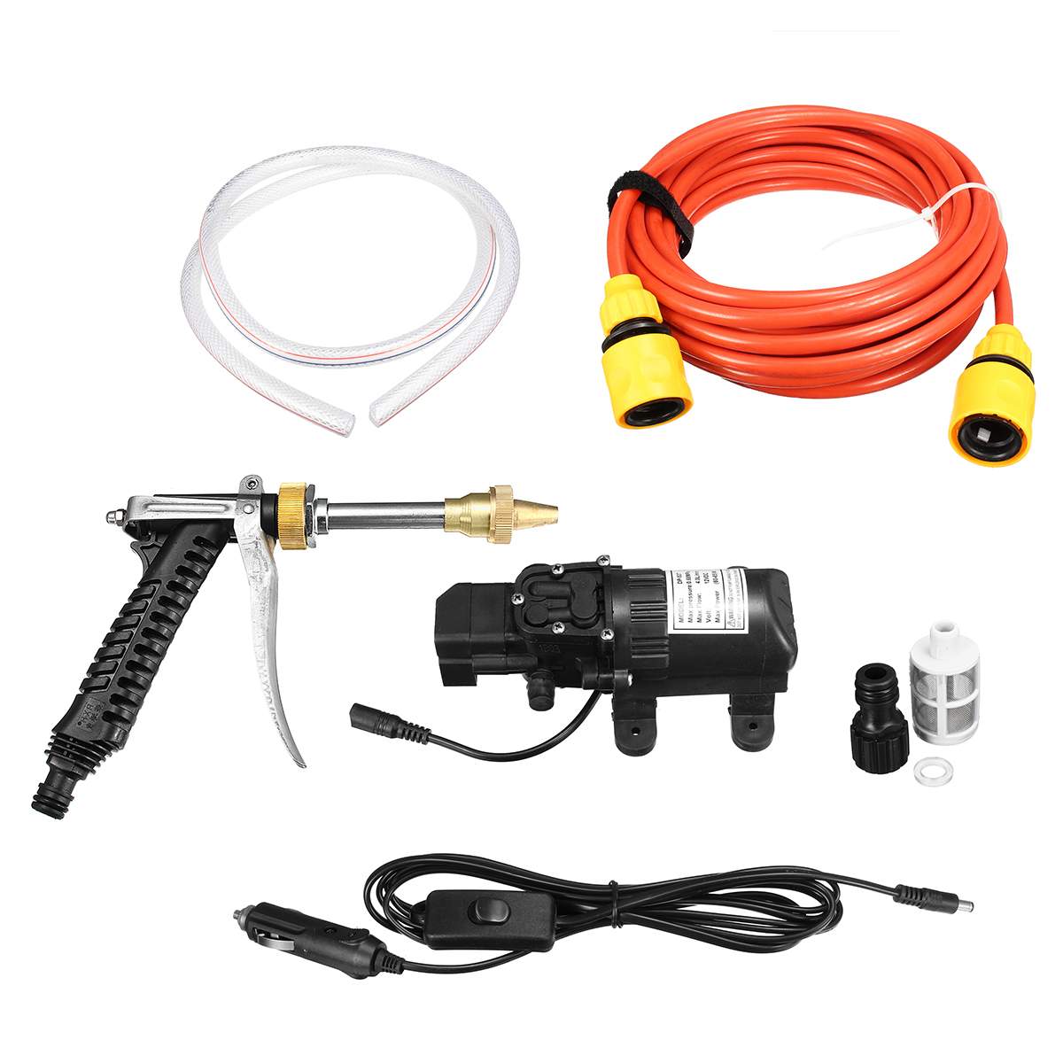12V DC High Pressure Wash 100W Water Pump Kit Marine Deck Car Campervan Sprayer Car Washing Accessory