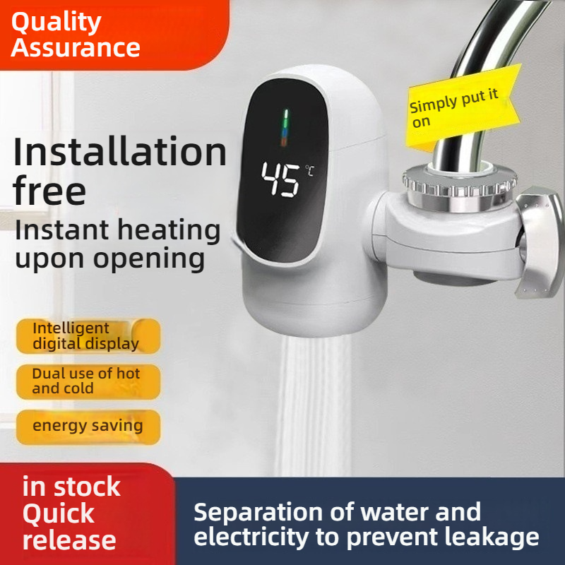 3000w elektriske varmtvannsberedere uten tank for kjøkken, hurtigoppvarmingskran med temperaturvisning