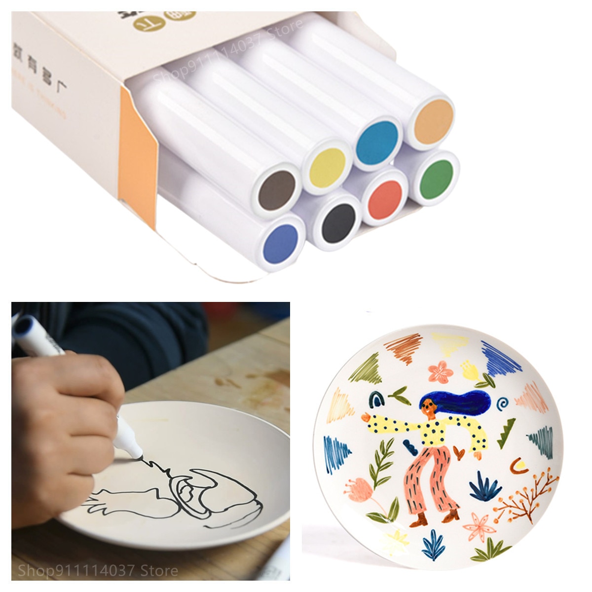 8 farben Keramik Kunst Unterglasur Marker Stift Keramik Malerei Pigment Stift DIY Tonne Spezielle Stift Punkt Malerei Handwerk Keramik Werkzeuge