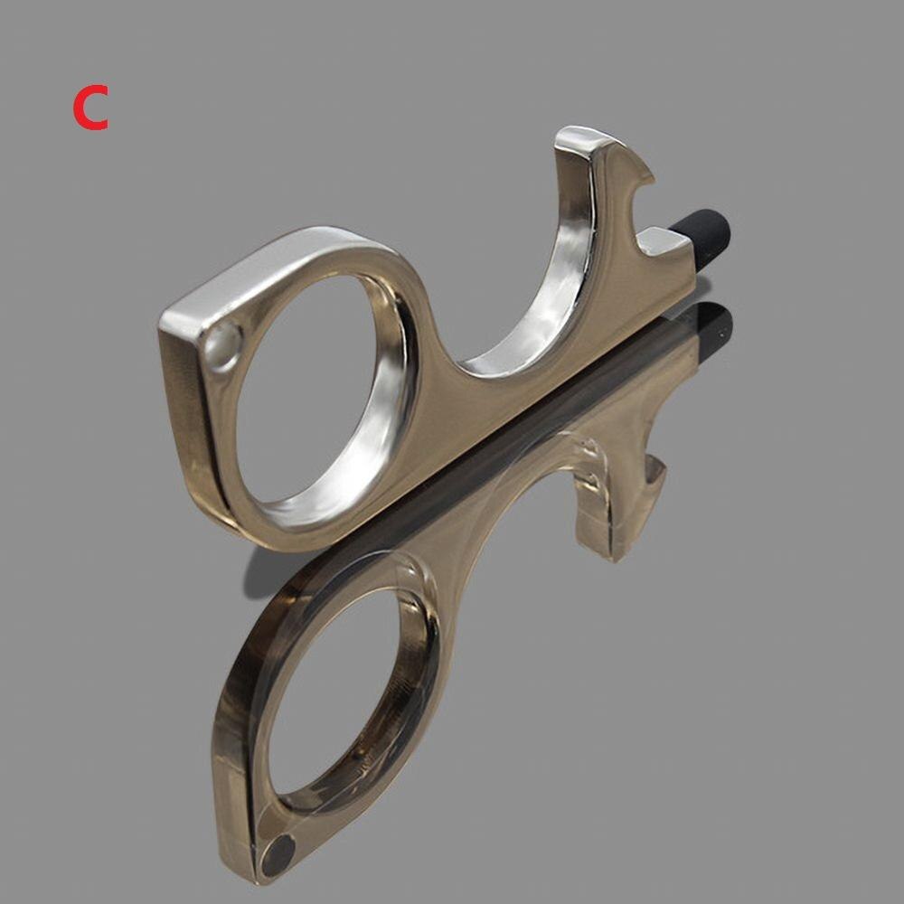 Draagbare Geen Touch Open Deur Druk Lift Hygiëne Aluminium Hand Antimicrobiële Handvat Tool Voor Huishoudelijke Slaapkamer Ornamenten: C
