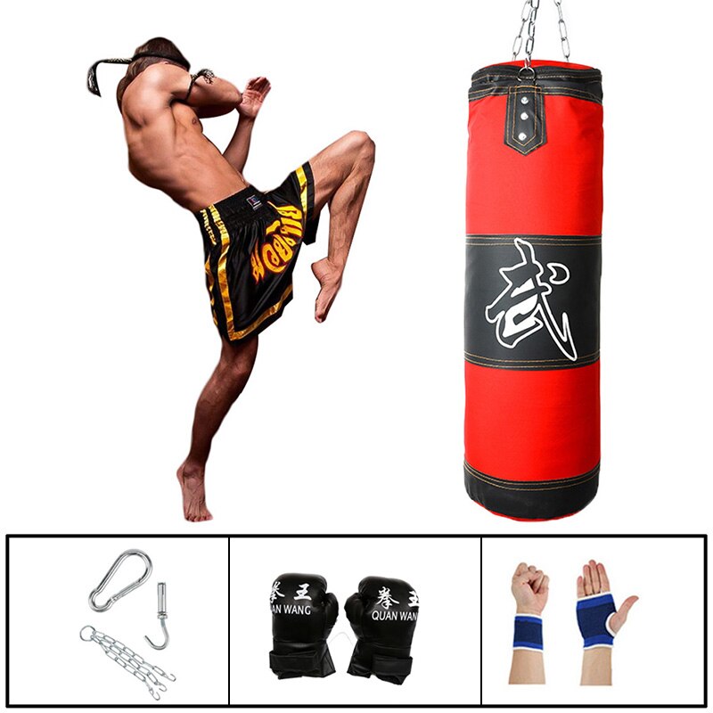 Träning fitness mma boxning boxningssäck set hängande boxning ihålig sandsäck tung muskulation boxningshandskar + handled
