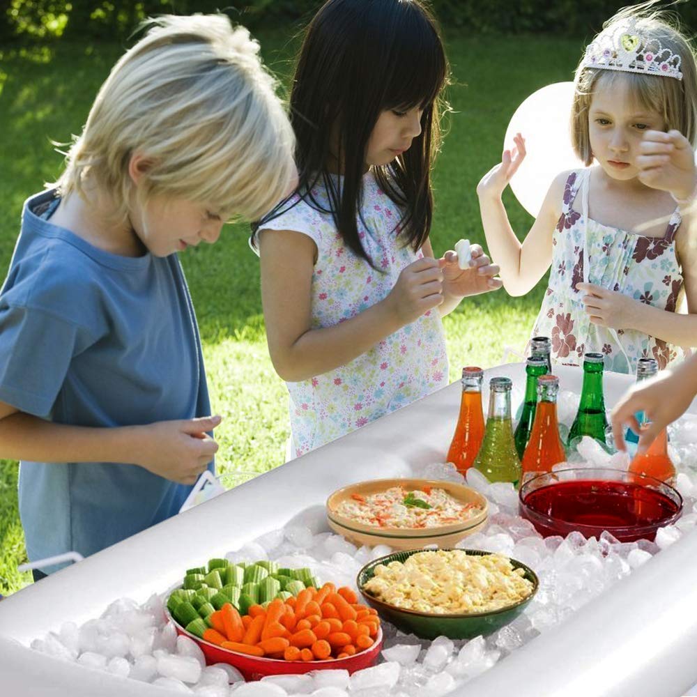 IHOME Inflatable Air Ice Bar Inflatable Rectangle Drinks Holder Water Mattress for Cups Pool Float Swim