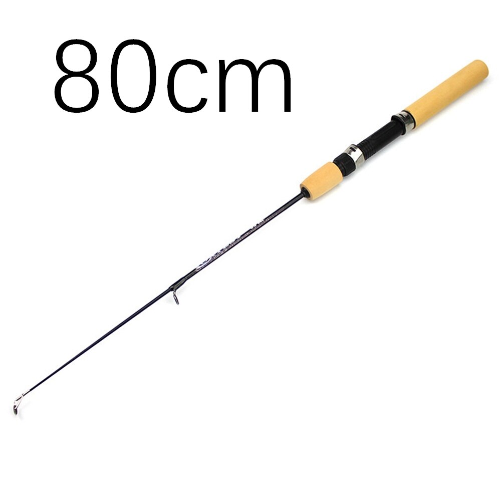 60 80 100cm Mini Telescopic Ice Fishing Rod Portable Carbon Fiber River Shrimp Carp Fishing Pole Winter Fishing Rod Tackle Pesca: 80cm Rod No Reel