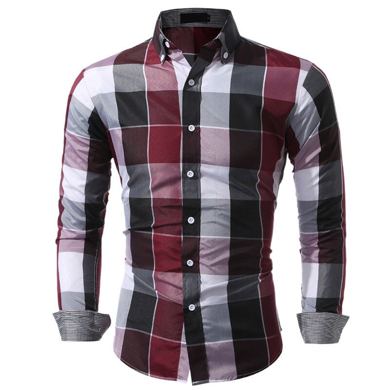 Newest Men Plaid Shirts Autumn Long Sleeve Casual Shirts For Men Slim Fit Youth Men Shirts Plus Size