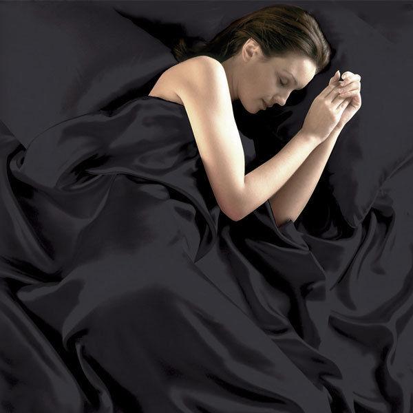Drap-housse en Satin de soie doux, ensemble de literie de luxe, rouge et noir, 4 pièces, 95g/m2, 10