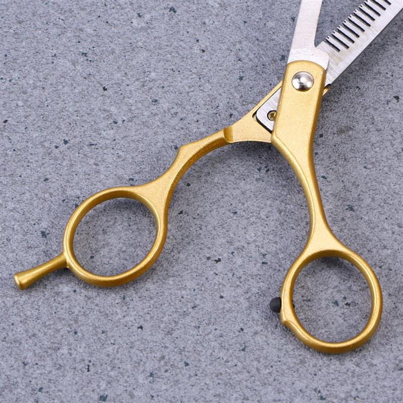 Tijera de pelo dorada para cortar, herramienta de estilismo, dientes de pelo, tijeras de acero inoxidable, tijeras profesionales para peluquería barbería y corte de pelo